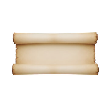 Old vintage paper scroll with blank space for text isolated on white background