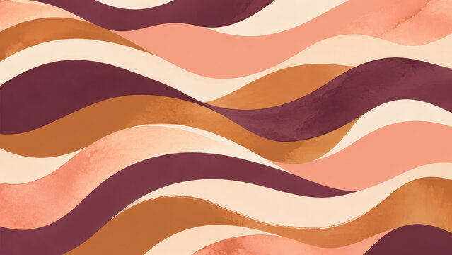 Abstract Wavy Stripes in Warm Watercolor Tones