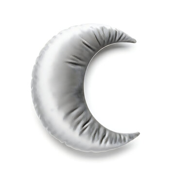 Shiny silver crescent moon foil balloon isolated on a clean white background