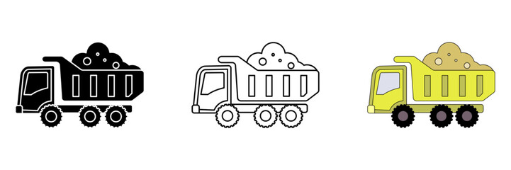 Naklejka premium sand truck set icon on white background