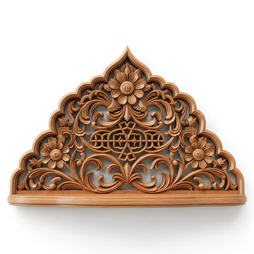 Decorative wooden carved arch panel with floral patterns for home interior decor