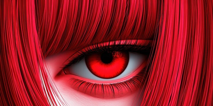 Intense gaze with fiery red hair and captivating eyes