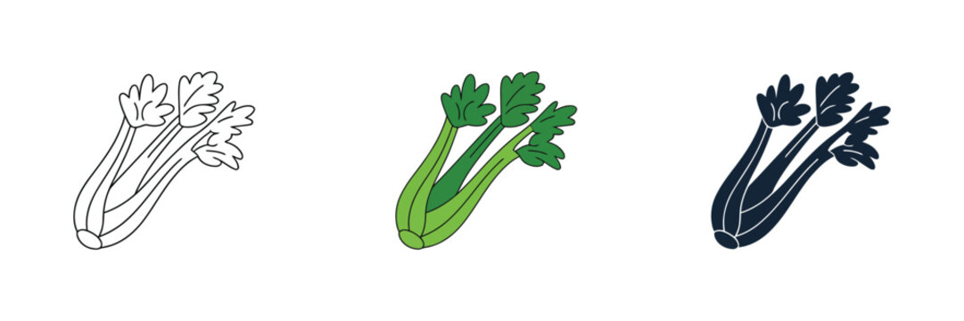 Celery icon symbol template for graphic and web design collection, logo vector illustration. Fresh vegetable symbol representing healthy eating, nutrition, organic farming, gardening, agriculture