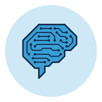 Business icons isolated: brain made of circuits