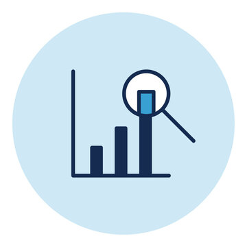 Business icon isolated: magnifier and chart