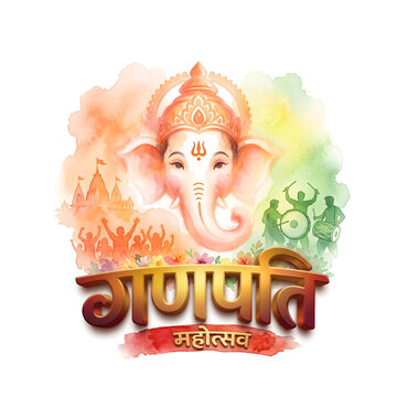 Artistic watercolor painting of Lord Ganesha for Happy Ganesh Chaturthi and Ganpati Mahotsav cultural celebration with vibrant color splashes.