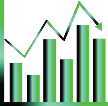 Fluctuating green bar chart with jagged line showing inconsistent performance and financial volatility fluctuation business financial volatility