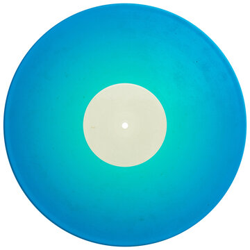 Blue river retro style vinyl record white label. realistic photography. png isolated on transparent background for graphic design