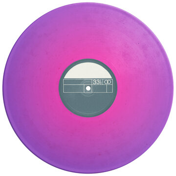 Purple night retro style vinyl record gray label. realistic photography. png isolated on transparent background for graphic design