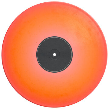Orange sun retro style vinyl record black label. realistic photography. png isolated on transparent background for graphic design
