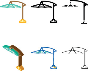 Fototapeta premium umbrella stand outdoor furniture set color icon vector. umbrella stand outdoor furniture sign. isolated symbol illustration