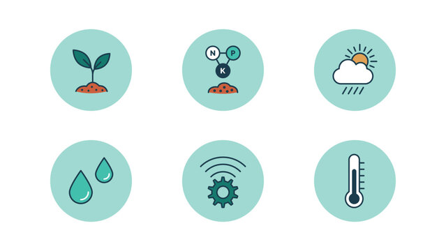 Industrial agriculture and technology icon set