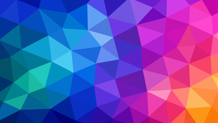 Obraz premium Colorful Low Poly Geometric Abstract Background with Blue, Cyan, Purple, Pink and Orange Polygonal Shapes