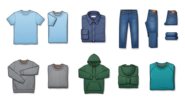 Folding Clothes Techniques, Step by Step Clothing Organization and Laundry Care Vector Illustration