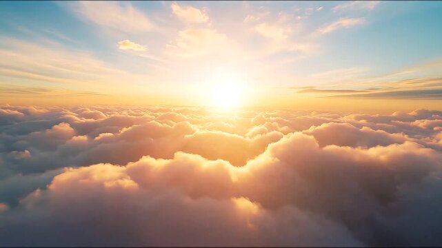 Dynamic clouds moving across a bright blue sky, creating a natural atmospheric background for advertising and creative media