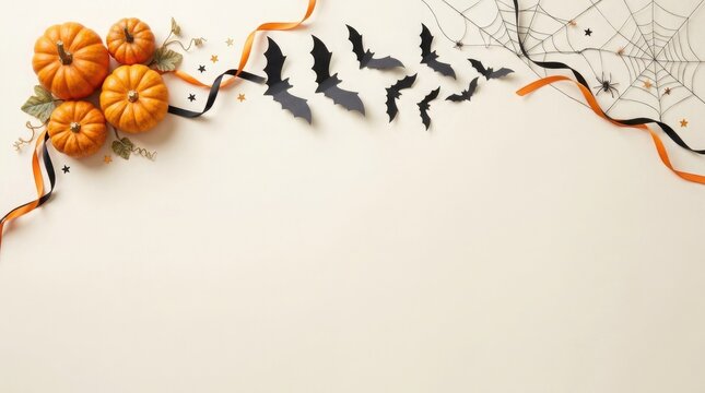 Pumpkins connected by black squiggly lines