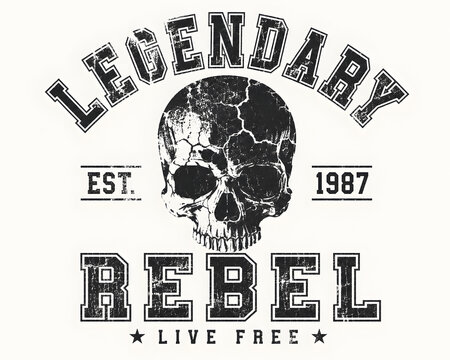 legendary rebel skull graphic