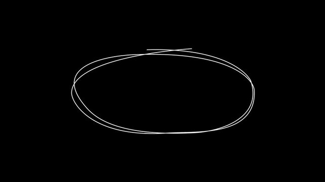 Hand-drawn animated white circle scribble overlay on transparent background, Motion graphics of highlight marking concept, Hand drawn circle underline sketch. Oval pencil stroke. Doodle mark scribble.