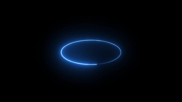 Six glowing blue rings expand and pulsate in unison against a black void