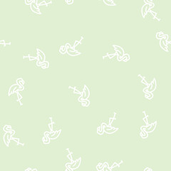 Naklejka premium flamingo bird line seamless pattern flamingo bird thin line illustration