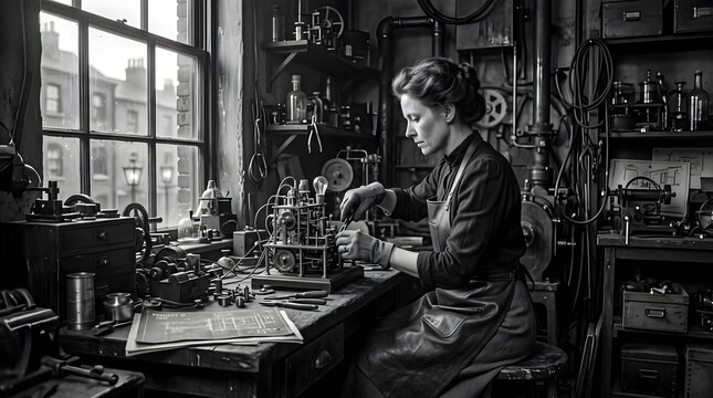 Woman working in mechanical labo&hellip;