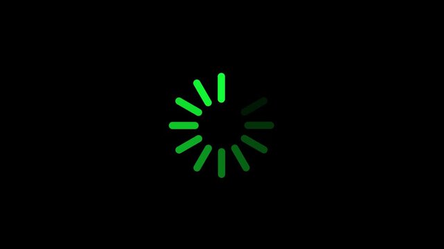 Loading wheel animation Animated spinning load icon. Loading circle icon animation on black background 4k video