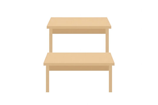 Illustration vectorielle d'un marchepied en bois &agrave; deux niveaux isol&eacute; sur un fond blanc, id&eacute;al pour le design d'int&eacute;rieur ou les concepts de bricolage et de r&eacute;novation domestique.
