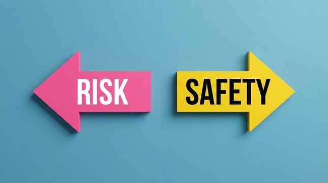 Risk and safety arrows pointing in opposite directions