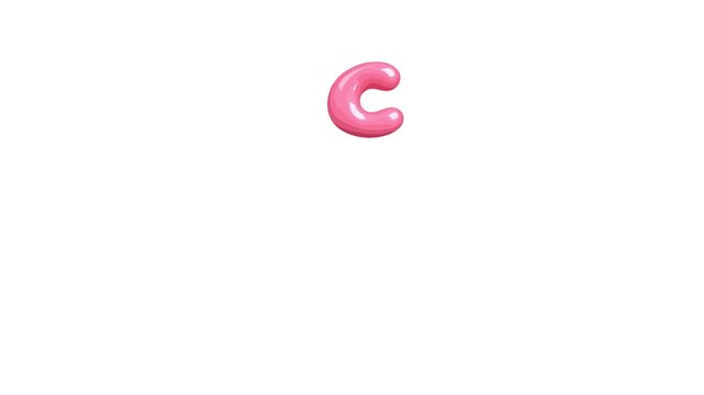 Playful animated pink bubble letters and numbers featuring rounded cartoon typography, designed for children's educational videos, preschool learning content, alphabet lessons, classroom activities