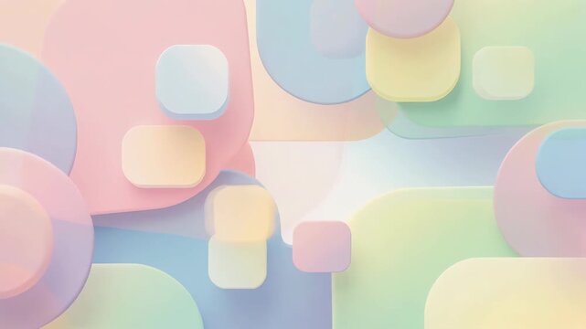 Colorful pastel rounded shapes in soft graphic style on light backdrop, concept of modern minimalism design