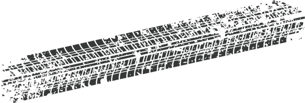 Car tire tread marks isolated on transparent background illustrating heavy duty rubber impressions for automotive vehicle graphics construction machinery and industrial equipment designs.