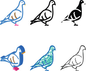 Naklejka premium pack pigeon bird color icon vector. pigeon bird sign. isolated symbol illustration