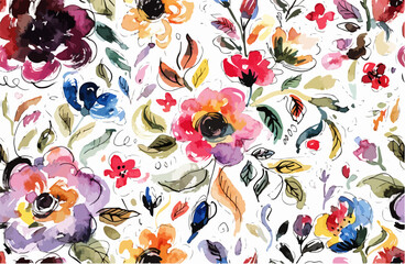 Naklejka premium Hand Painted Flowers With Whimsical Charm