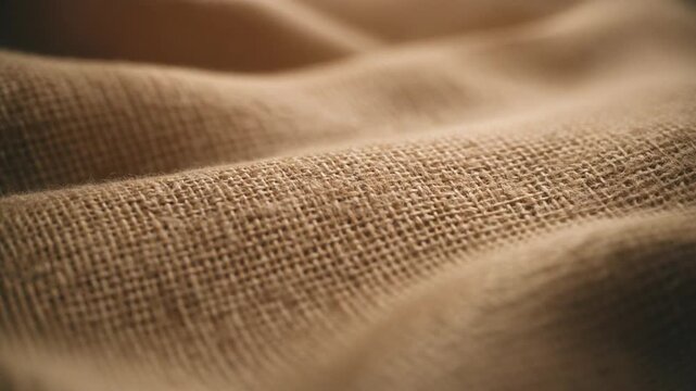 Close-up Draped Natural Burlap Fabric Fold Background