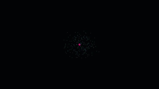 Particle swarm illuminates a dark void with tiny specks of vibrant pink and blue light.