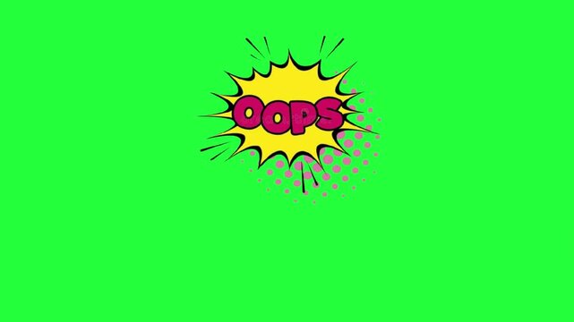 Comic book oops explosion burst speech bubble animation green 