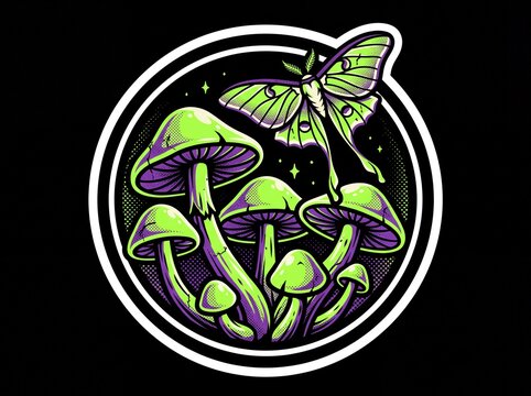 Ilustraci&oacute;n vectorial de un escudo con tr&eacute;boles y herramientas de jardiner&iacute;a.