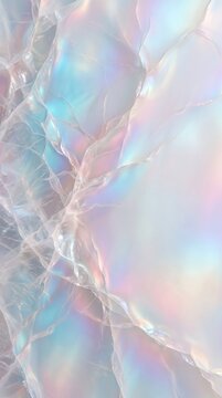 Abstract background with iridescent holographic texture and soft light reflections.