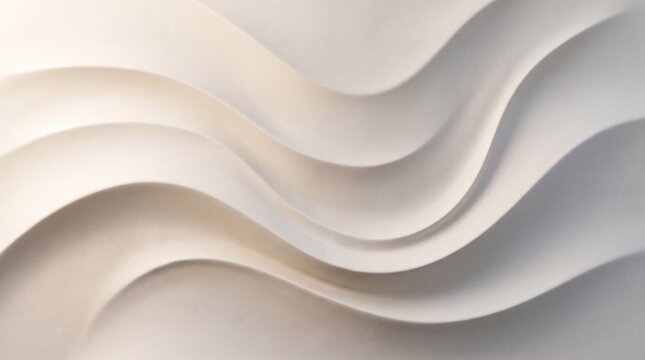 Abstract background with smooth flowing white waves and soft shadows.