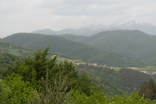 Picturesque landscape of the Lesser Caucasus mountain range, located in Armenia.