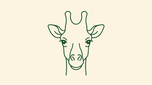 Minimalist giraffe head line art illustration on cream background