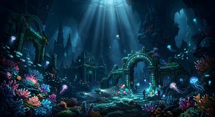 Naklejka premium underwater world map