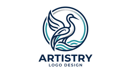 Obraz premium Elegant Stork Bird Logo Design With Minimalist Line Art Style.