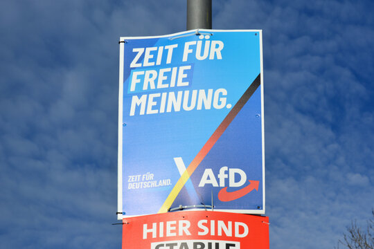 Heidelberg, Germany - January 25th 2025: Poster  for federal parliament  election 'Bundestagswahl' 2025 with advertisements for far right political party AfD