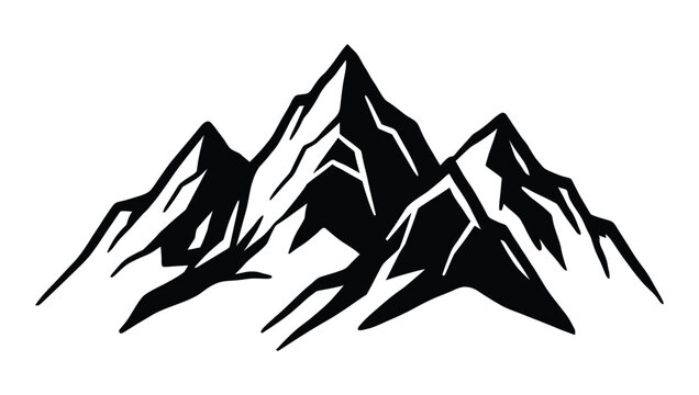 Black and white mountain range silhouette illustration