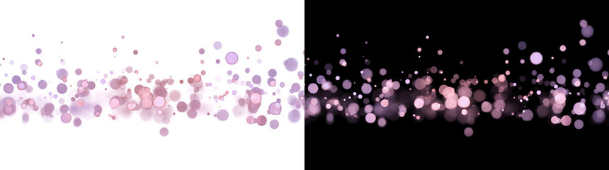 Soft pink and purple bokeh light circles float gently across a dark backdrop creating a dreamy blurred glow for elegant PNG, Transparent and Black Background Versions © Crafter
