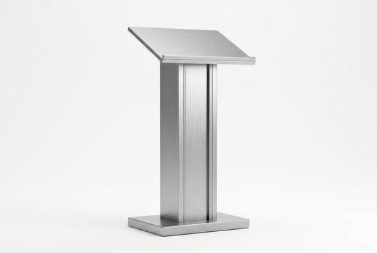 Modern Brushed Metal Lectern Podium Stand for Professional Business Presentations and Public Speaking Events