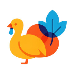 Fototapeta premium PNG Colorful turkey with abstract leaves.