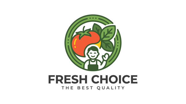 Fresh Choice organic food and vegetable farm logo design.