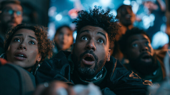 Shocked Spectators Reacting with Amazement in Cinema